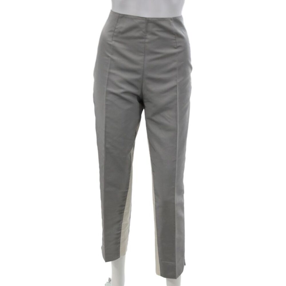 Prada Women Gray Silk Ankle Pants Designer Solid Zip Size 42
